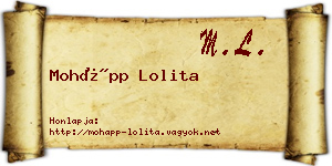 Mohápp Lolita névjegykártya